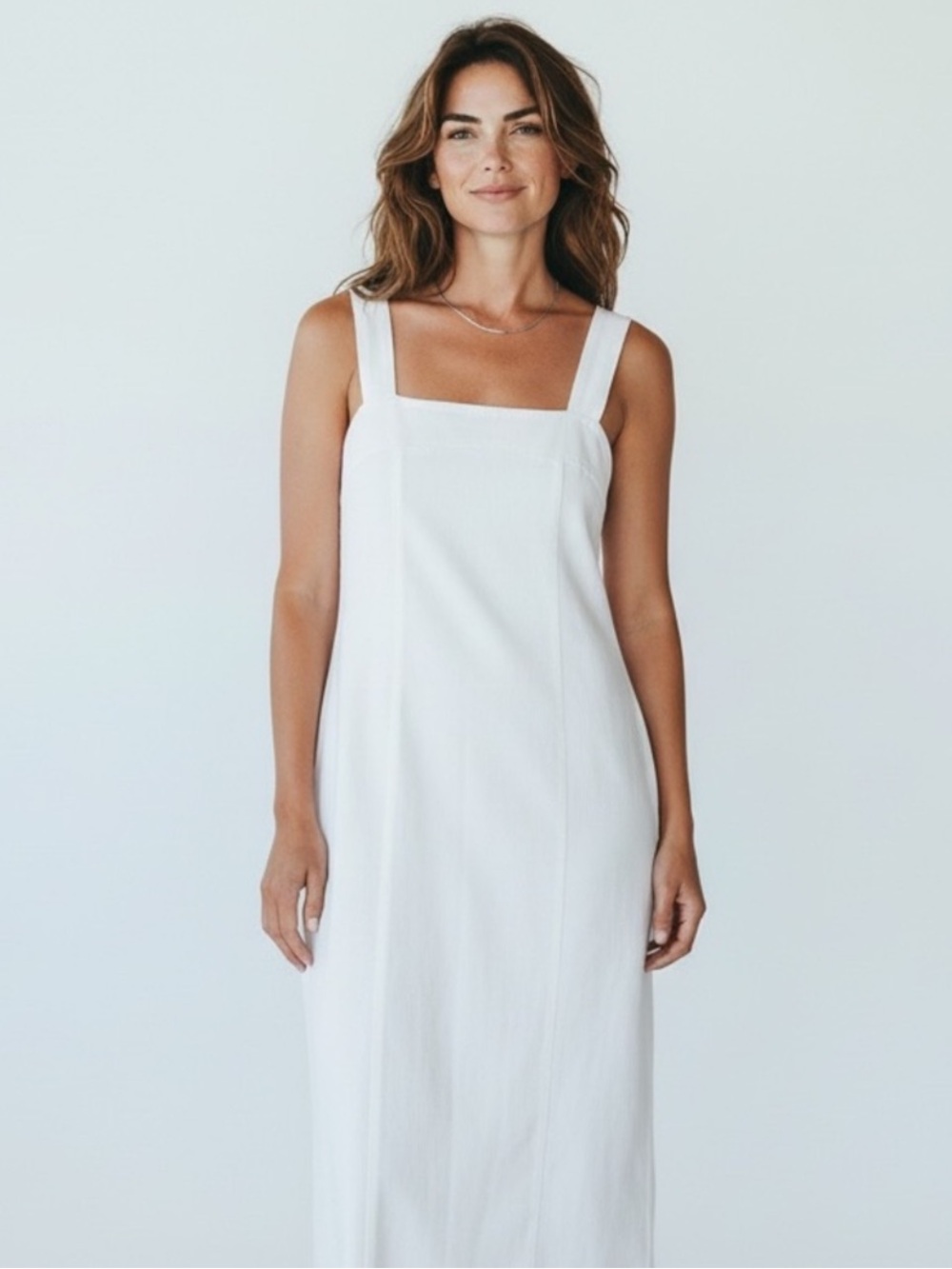 NEW HYFVE White Denim Jean Long Sleeveless Tank Dress Coastal Cowgirl Country
